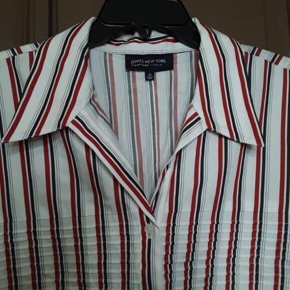 Jones New York Women's Button Down Shirt size 3X Red Stripes - Picture 10 of 10
